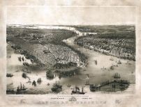 New York City and Brooklyn 1851 Bird's Eye View 17x22, New York City and Brooklyn 1851 Bird's Eye View